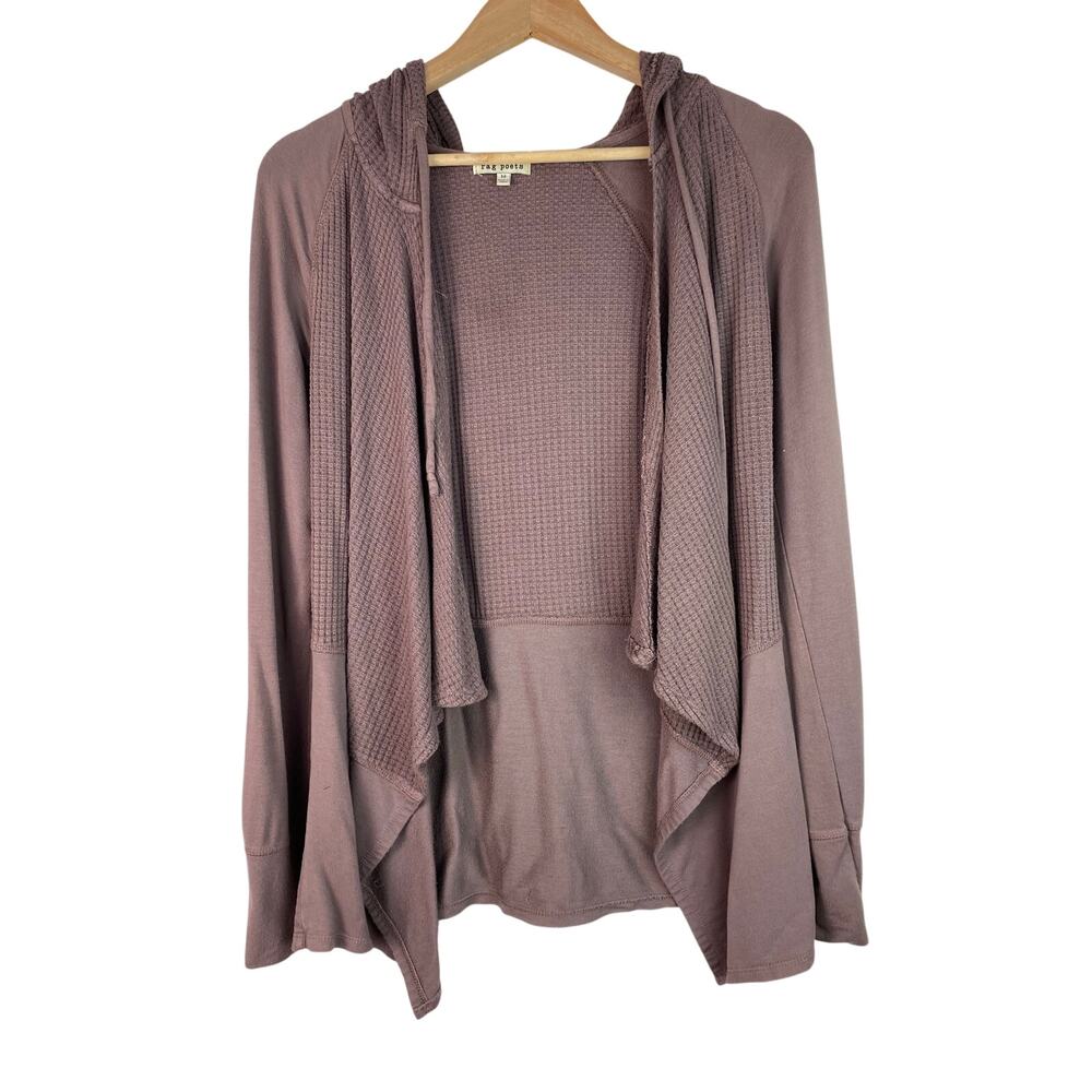 Rag Poets Women's Size M Purple Thermal Hooded Open Rayon Blend Jacket *‎